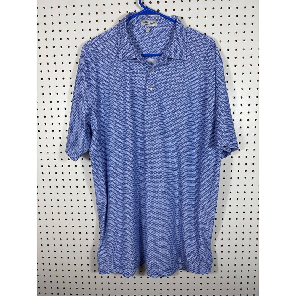Peter Millar summer comfort honycomb print polo shirt size XL